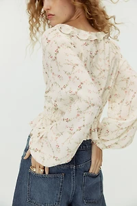 Flounce-Trimmed Viscose Blouse