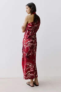 Gathered-Detail Midi Skirt