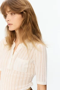 Pointelle-Knit Polo Shirt