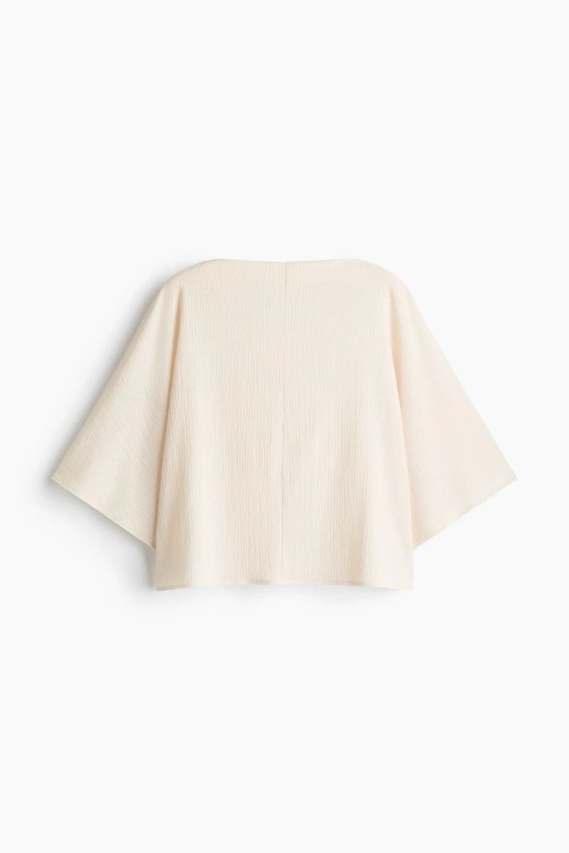 Crinkled Boat-Neck Top