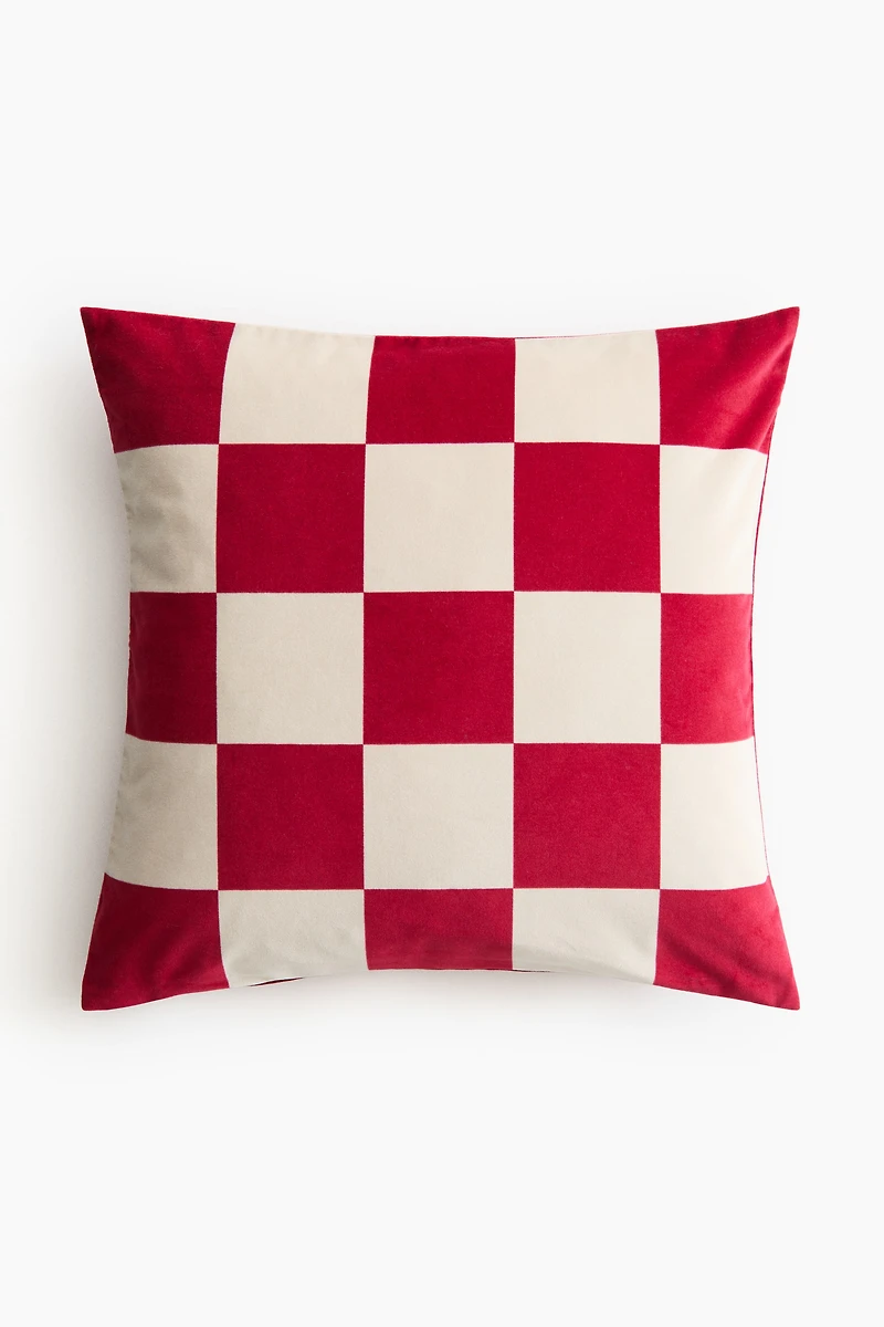 Checked Velvet Cushion Cover