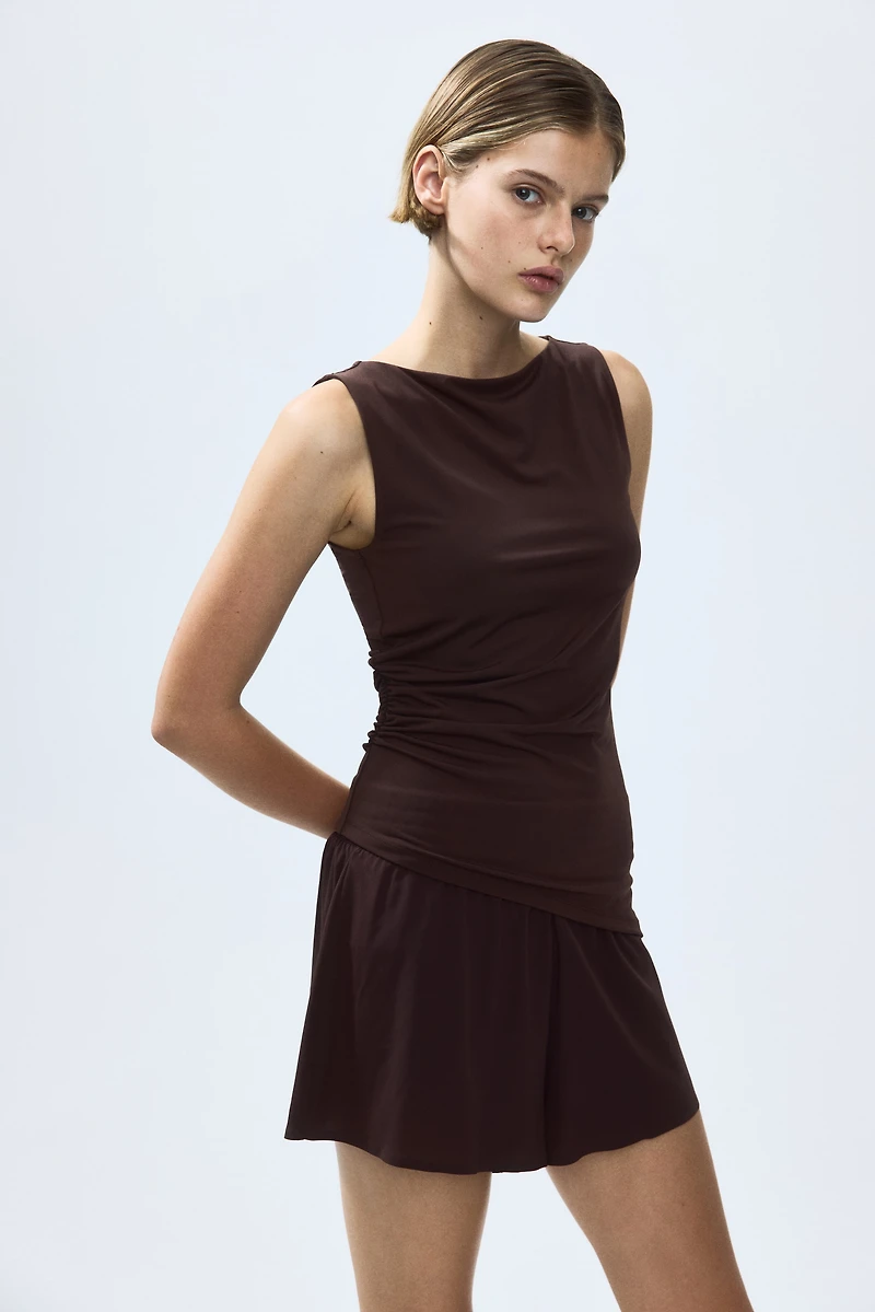 Draped Boat-Neck Top