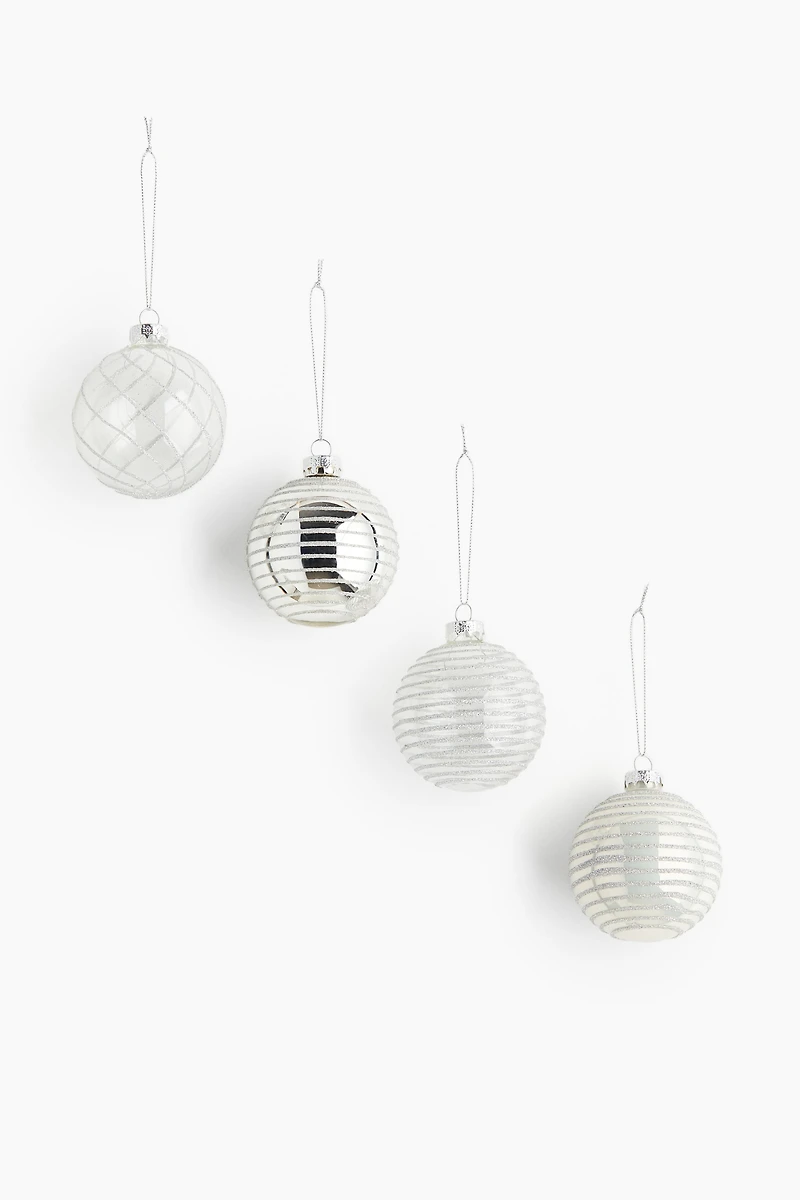 4-Pack Patterned Glass Ornaments