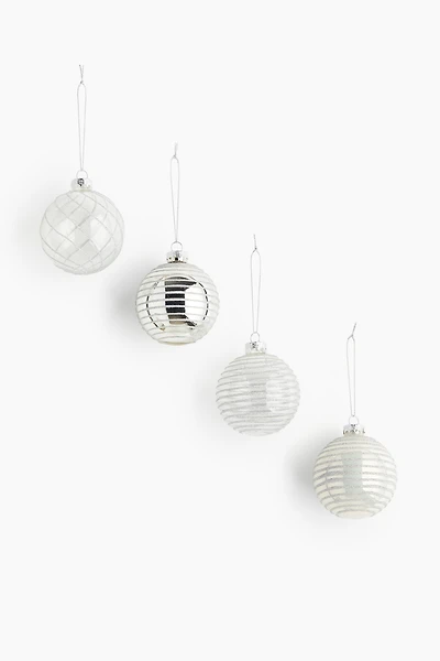4-Pack Patterned Glass Ornaments