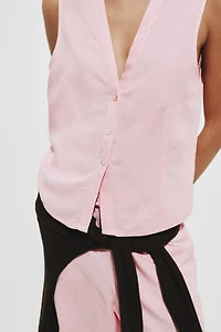 Sleeveless Linen-Blend Shirt