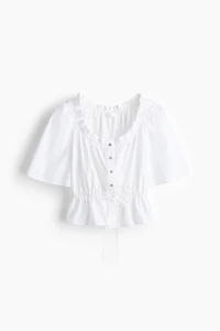 Ruffle-Trimmed Cotton Blouse