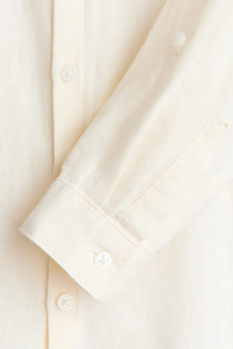 Chemise en lin mélangé à col sans rabat