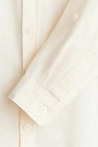 Chemise en lin mélangé à col sans rabat