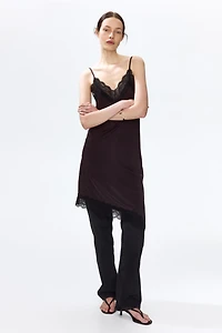 Lace-Trimmed Slip Dress