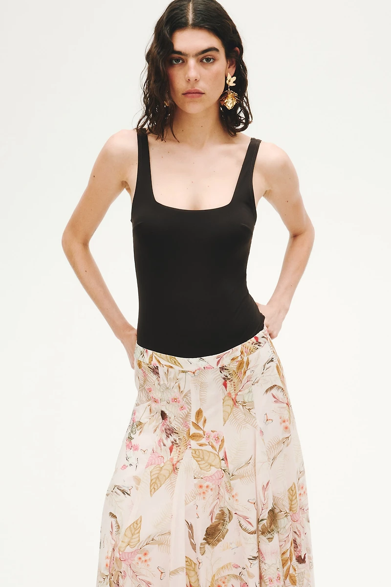 Flared Viscose-Blend Skirt