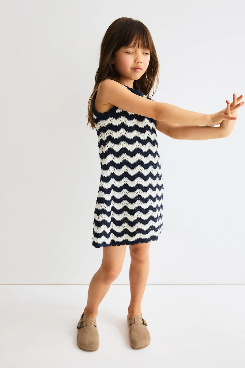 Appliquéd Open-Knit Dress