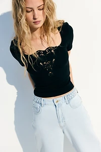 Top with Eyelet Embroidered Detail