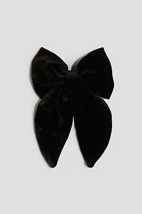 Bow-Decorated Velvet Hair Clip
