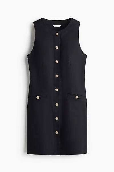 Button-Front Twill Dress