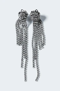 Longues boucles d'oreilles à strass
