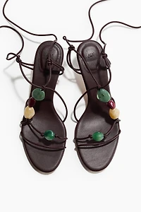 Kitten-Heeled Strappy Sandals