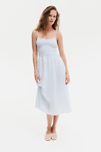 Tie-Shoulder-Strap Smocked Dress
