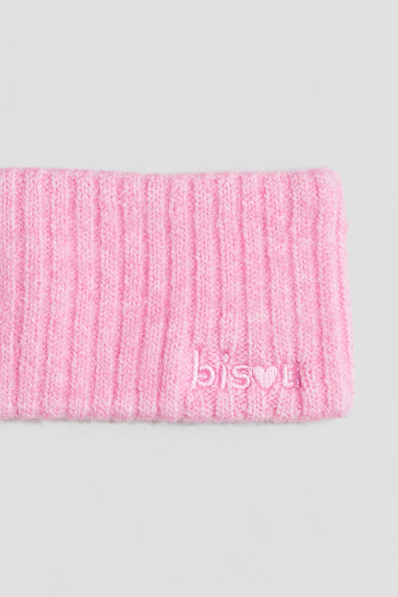 Embroidered-Detail Ribbed Headband