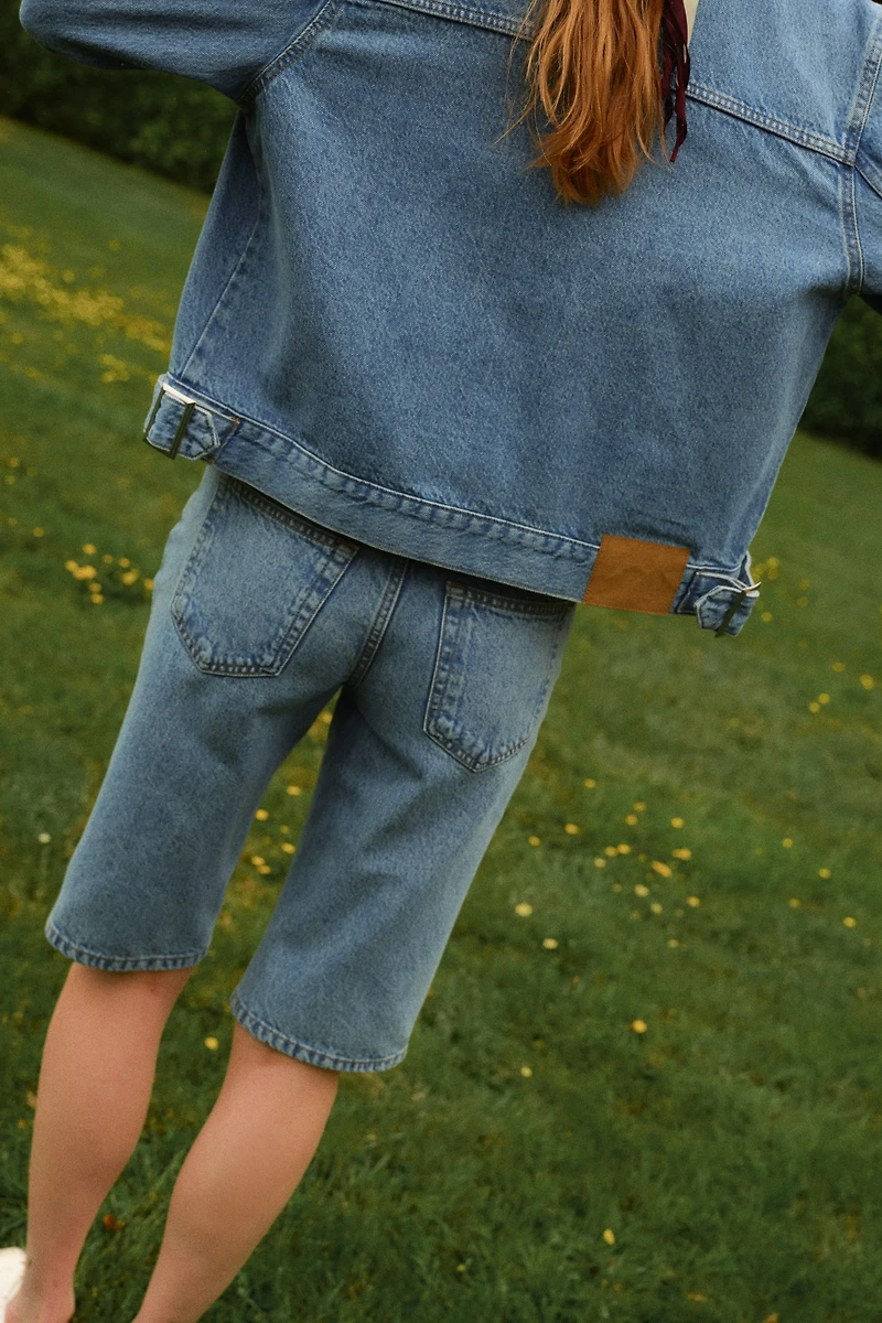 Denim Bermuda Shorts with Belt