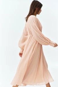 Pleated Chiffon Dress