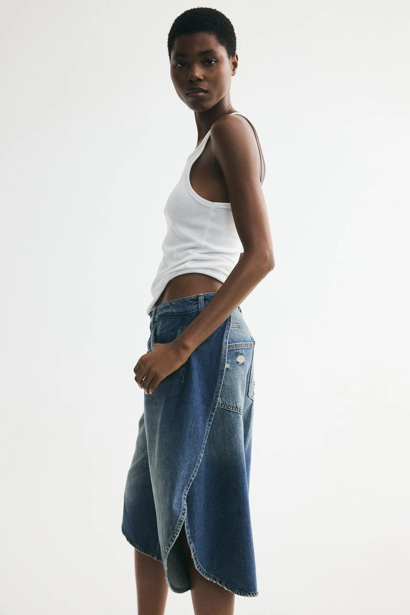 Wrap-detail denim Bermuda Shorts