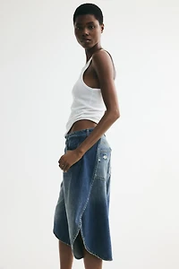 Wrap-detail denim Bermuda Shorts