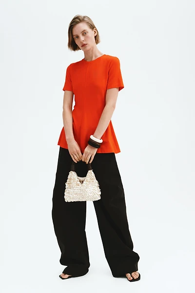 Interlock Peplum Top