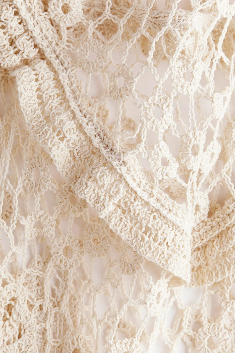 Flutter-Sleeved Crochet-Look Dress