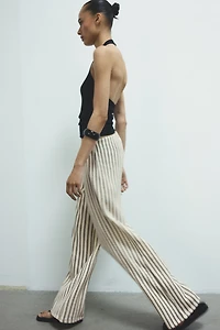 Wide-Leg Textured-Knit Pants