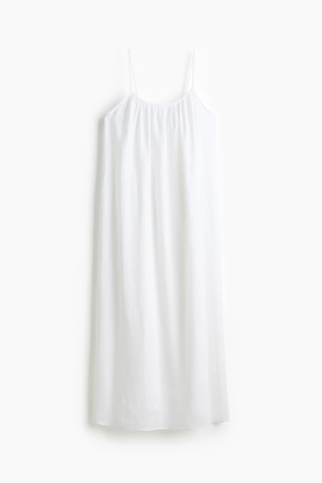 flowy linen midi dress At Beachside Flowy Linen Midi Dress – VICI main image 1
