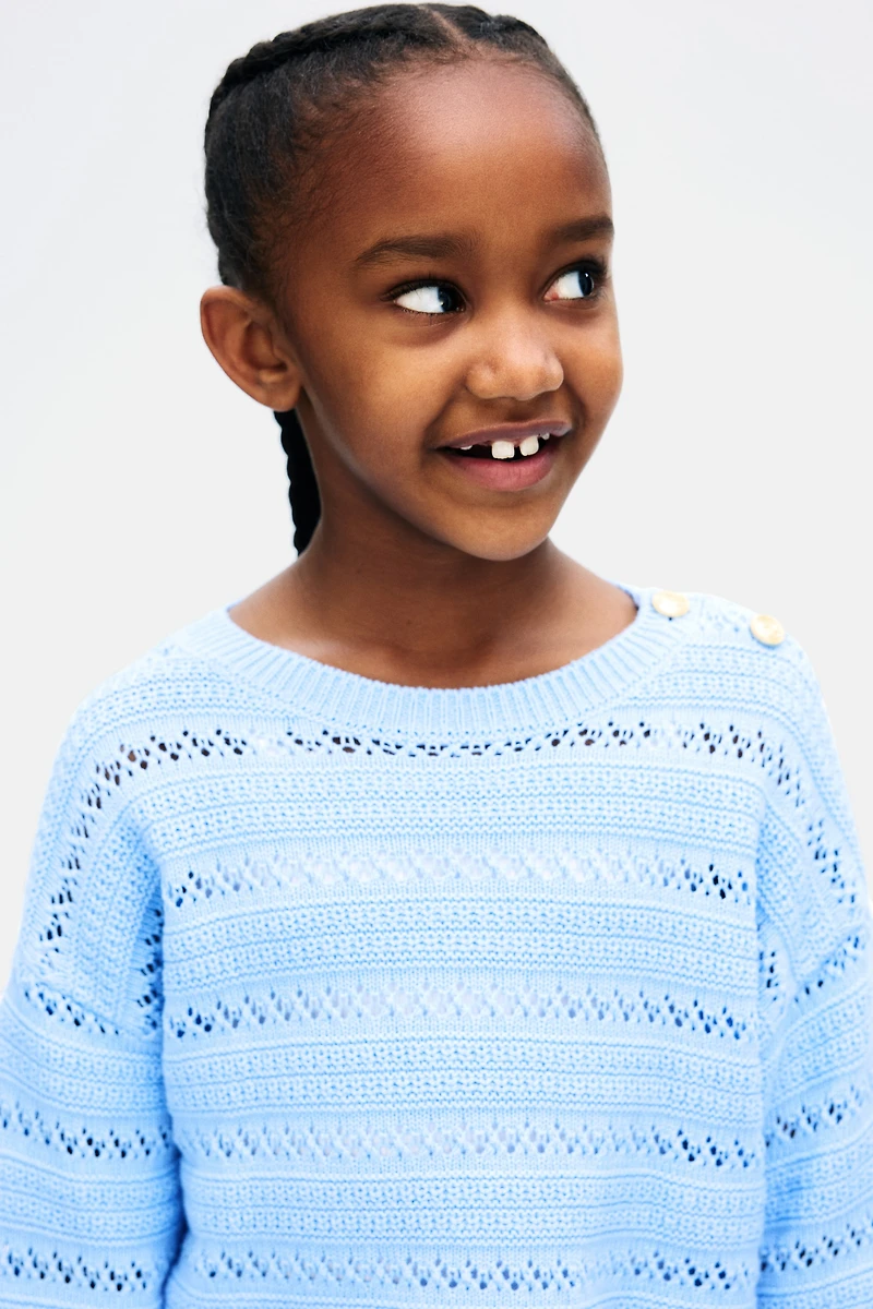 Pointelle-Knit Cotton Sweater