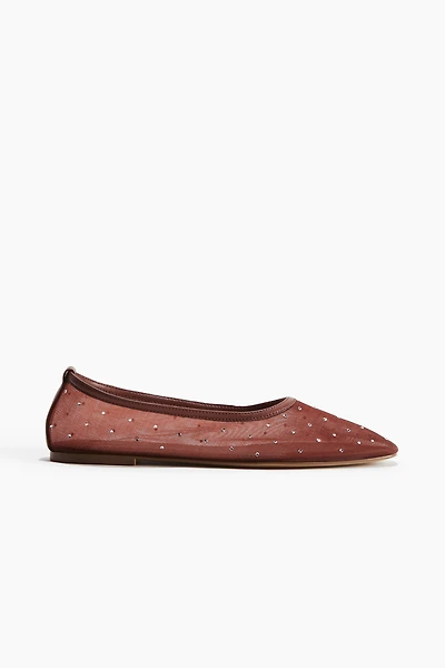 Rhinestone-Embellished Ballet Flats