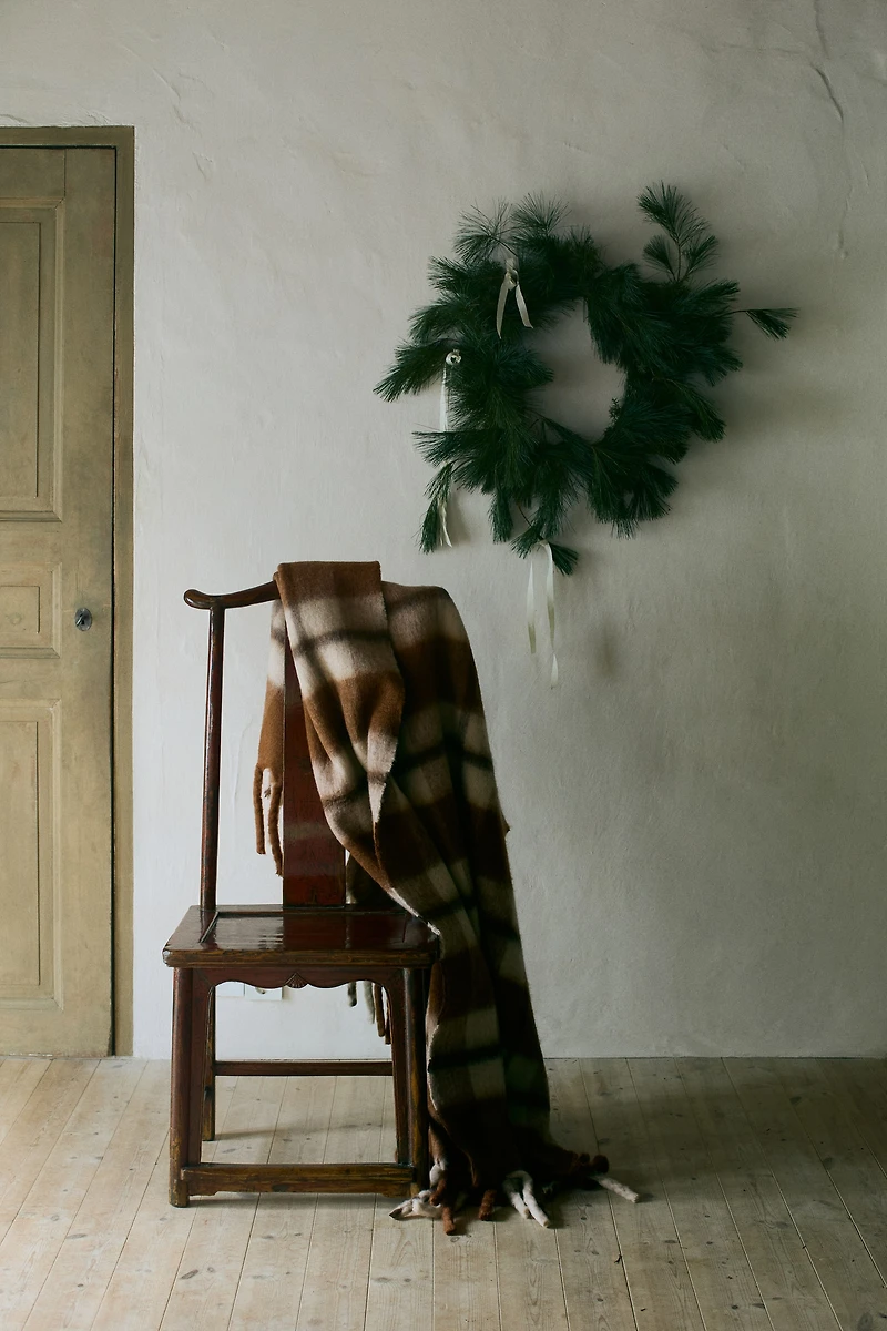 Couverture à motif en laine mélangée