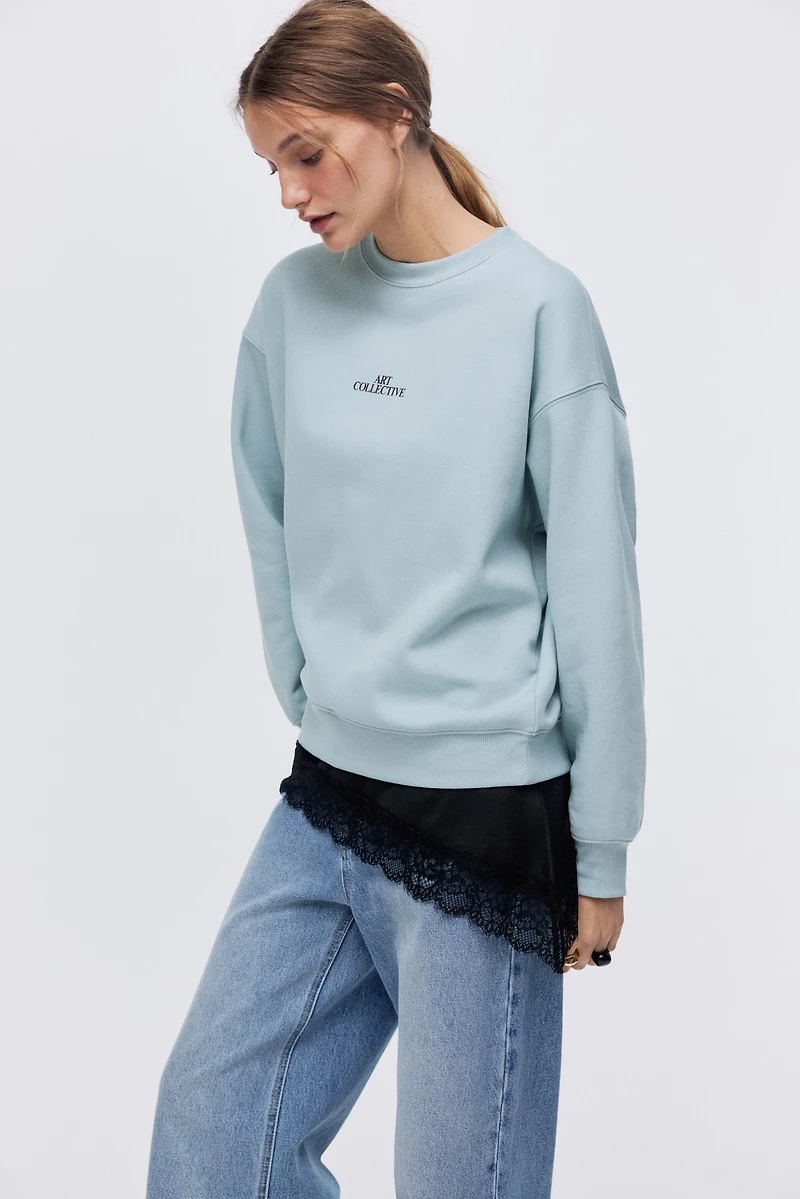 Sweatshirt with Text Motif