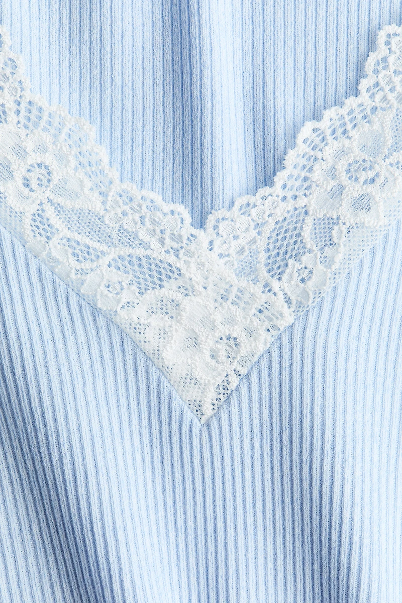Lace-Trimmed V-Neck Top