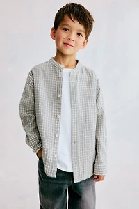 Cotton Band-Collar Shirt
