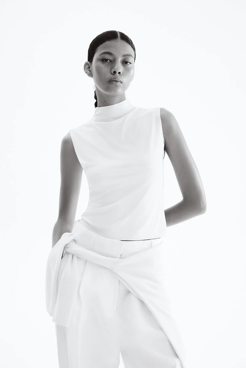 Sleeveless Mock Turtleneck Top