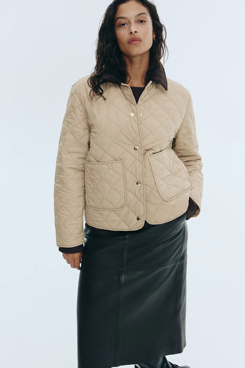 Veste matelassée avec col en velours côtelé