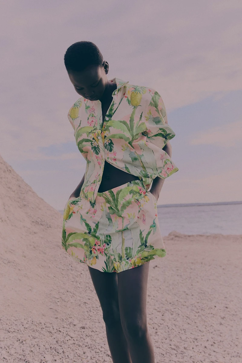 Patterned Cotton Shorts