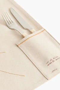 2-pack embroidery-detail place mats