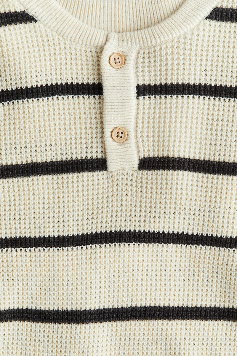 Waffle-knit Henley Sweater