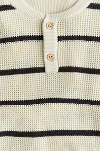 Waffle-knit Henley Sweater