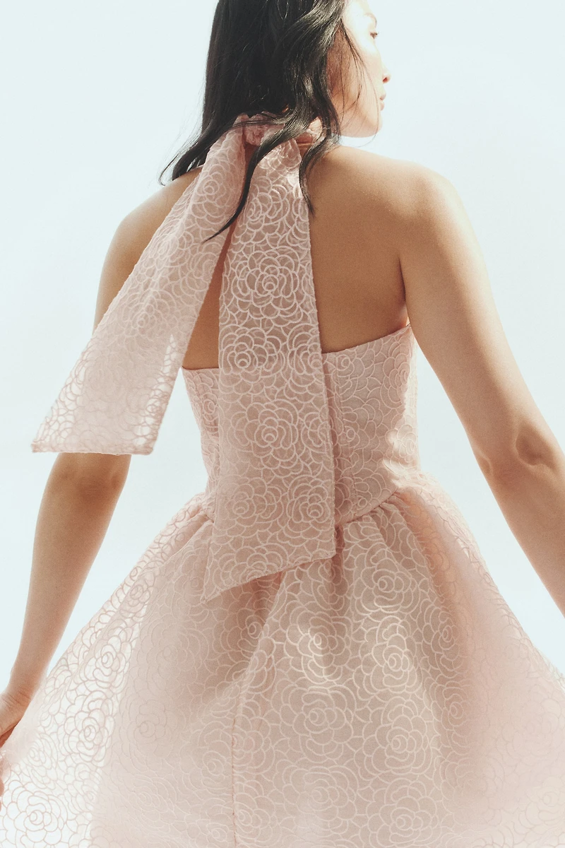 Embroidered Halterneck Dress