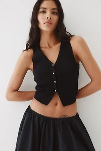 Button-Front Sweater Vest