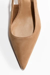 Pointed Suede Slingbacks