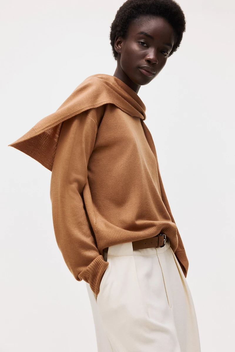 Scarf-Detail Sweater