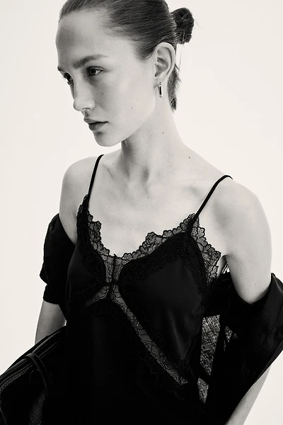 Lace-Trimmed Ponte Camisole Top