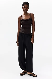 Pointelle-Knit Tie-Strap Top