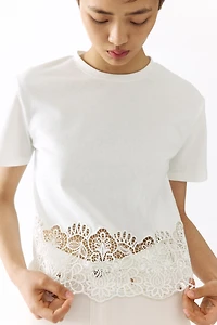Lace-Trimmed T-Shirt
