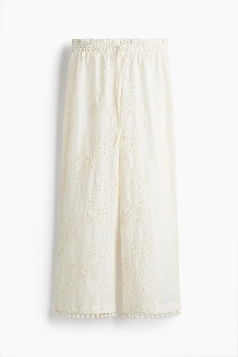 Embroidered Drawstring Pants